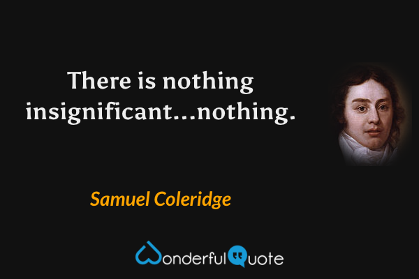 There is nothing insignificant...nothing. - Samuel Coleridge quote.