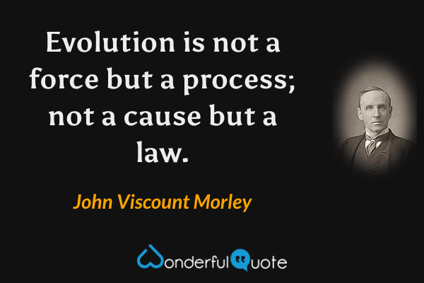 Evolution is not a force but a process; not a cause but a law. - John Viscount Morley quote.