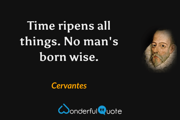 Time ripens all things. No man's born wise. - Cervantes quote.