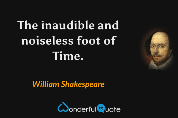 The inaudible and noiseless foot of Time. - William Shakespeare quote.