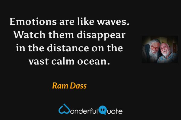 Emotions are like waves. Watch them disappear in the distance on the vast calm ocean. - Ram Dass quote.
