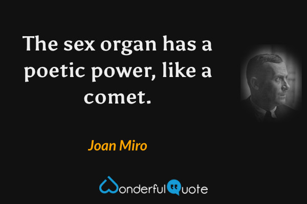The sex organ has a poetic power, like a comet. - Joan Miro quote.