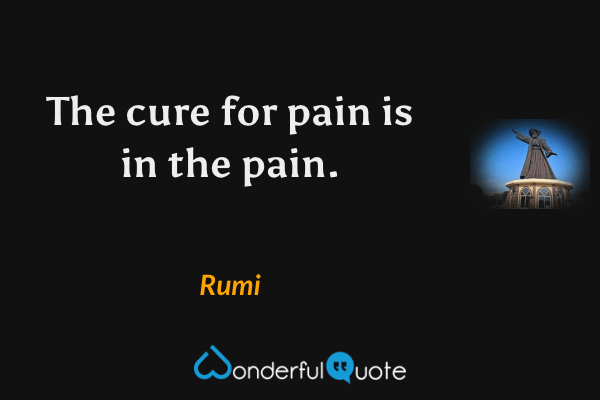 The cure for pain is in the pain. - Rumi quote.