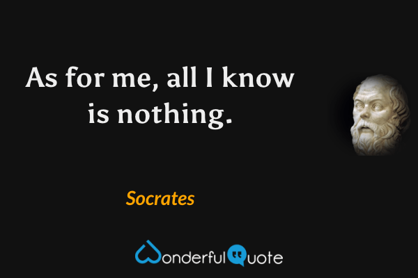 As for me, all I know is nothing. - Socrates quote.