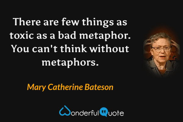 There are few things as toxic as a bad metaphor. You can't think without metaphors. - Mary Catherine Bateson quote.