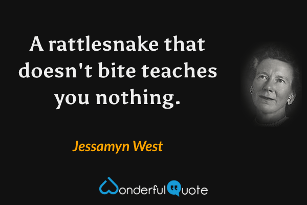 A rattlesnake that doesn't bite teaches you nothing. - Jessamyn West quote.
