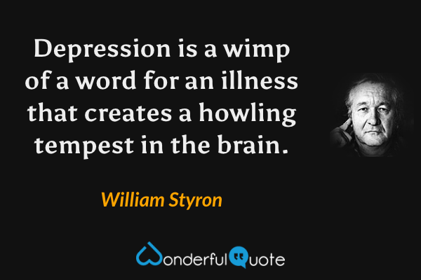 Depression is a wimp of a word for an illness that creates a howling tempest in the brain. - William Styron quote.