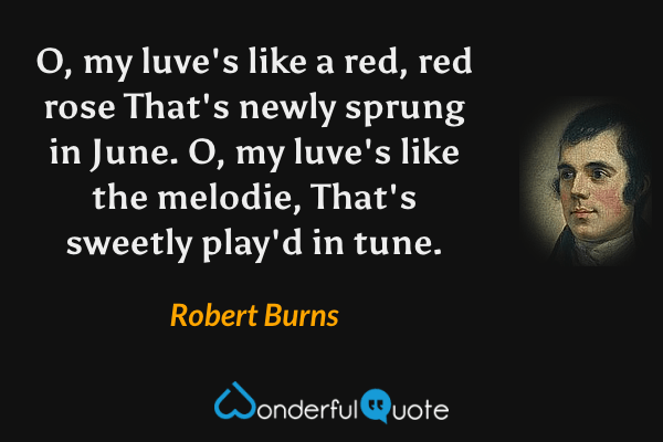 O, my luve's like a red, red rose
That's newly sprung in June.
O, my luve's like the melodie,
That's sweetly play'd in tune. - Robert Burns quote.