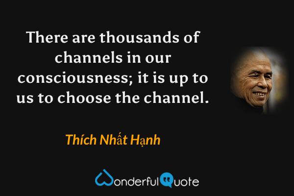There are thousands of channels in our consciousness; it is up to us to choose the channel. - Thích Nhất Hạnh quote.