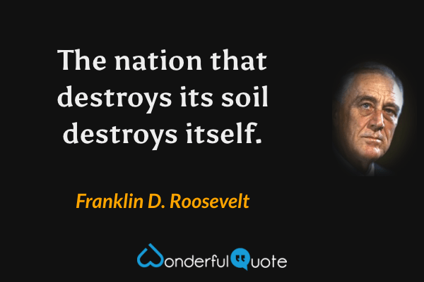 The nation that destroys its soil destroys itself. - Franklin D. Roosevelt quote.