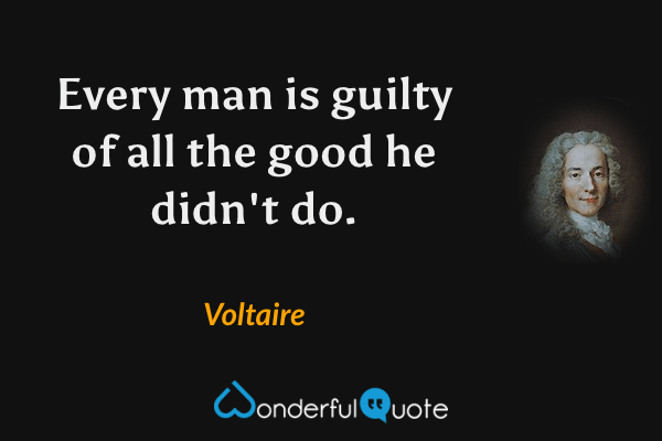 Every man is guilty of all the good he didn't do. - Voltaire quote.