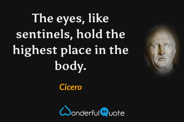 The eyes, like sentinels, hold the highest place in the body. - Cicero quote.