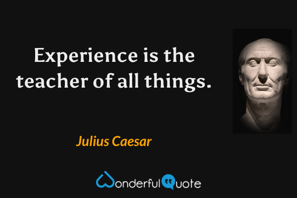 Experience is the teacher of all things. - Julius Caesar quote.
