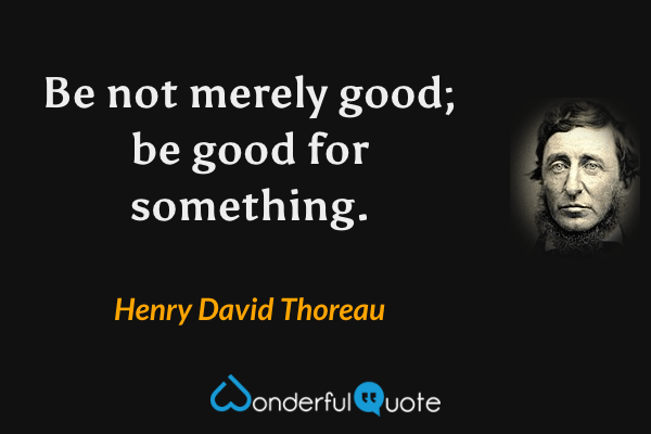Be not merely good; be good for something. - Henry David Thoreau quote.