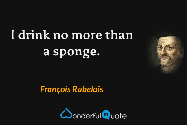 I drink no more than a sponge. - François Rabelais quote.