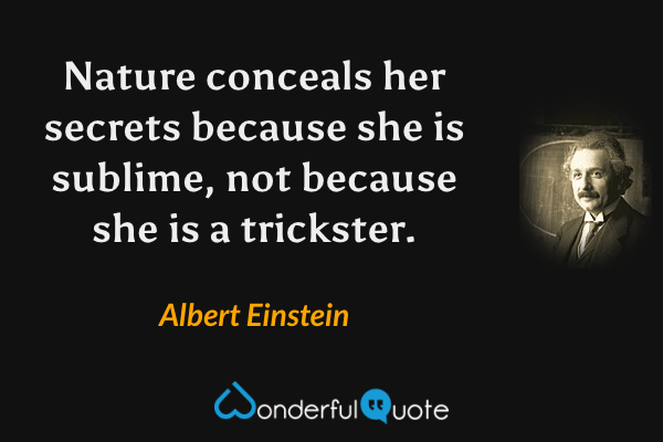 Nature conceals her secrets because she is sublime, not because she is a trickster. - Albert Einstein quote.
