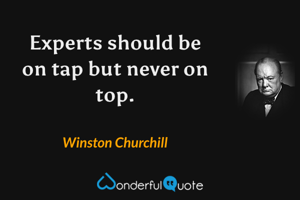Experts should be on tap but never on top. - Winston Churchill quote.