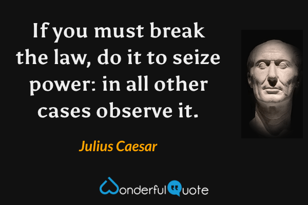 If you must break the law, do it to seize power: in all other cases observe it. - Julius Caesar quote.