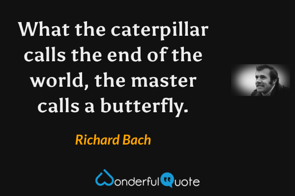 What the caterpillar calls the end of the world, the master calls a butterfly. - Richard Bach quote.
