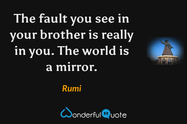 The fault you see in your brother is really in you. The world is a mirror. - Rumi quote.