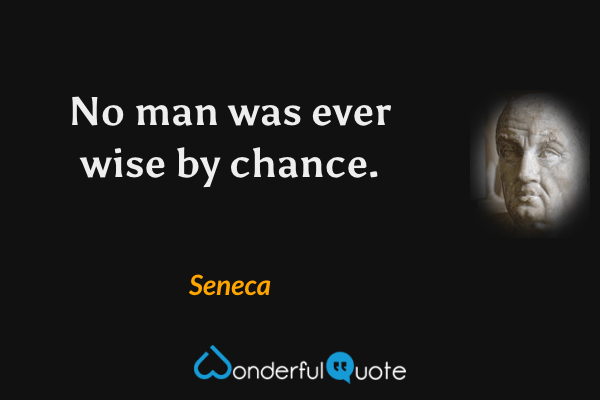 No man was ever wise by chance. - Seneca quote.