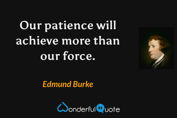 Our patience will achieve more than our force. - Edmund Burke quote.