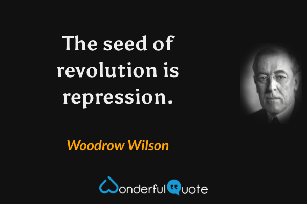 The seed of revolution is repression. - Woodrow Wilson quote.