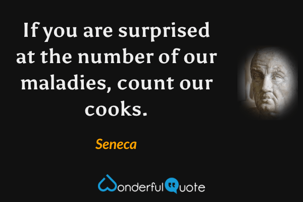 If you are surprised at the number of our maladies, count our cooks. - Seneca quote.