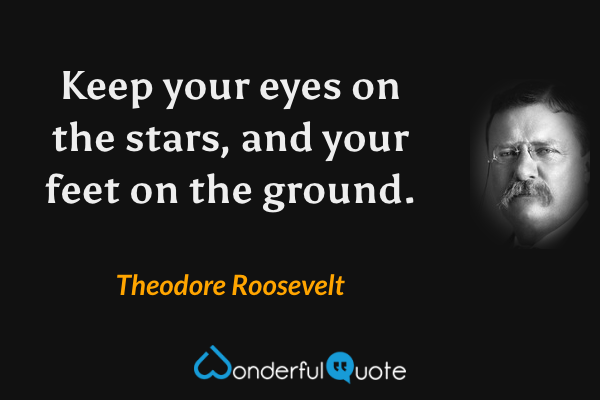 Keep your eyes on the stars, and your feet on the ground. - Theodore Roosevelt quote.