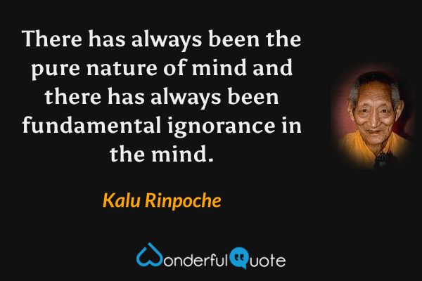 There has always been the pure nature of mind and there has always been fundamental ignorance in the mind. - Kalu Rinpoche quote.
