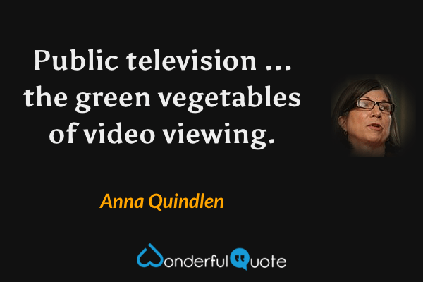 Public television ... the green vegetables of video viewing. - Anna Quindlen quote.