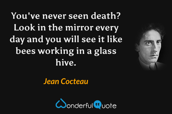 You've never seen death?  Look in the mirror every day and you will see it like bees working in a glass hive. - Jean Cocteau quote.