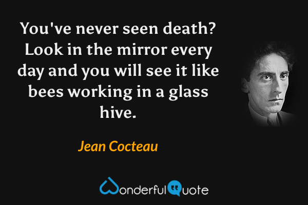 You've never seen death? Look in the mirror every day and you will see it like bees working in a glass hive. - Jean Cocteau quote.