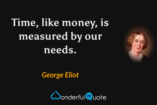 Time, like money, is measured by our needs. - George Eliot quote.
