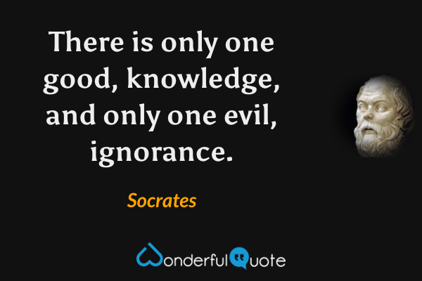 There is only one good, knowledge, and only one evil, ignorance. - Socrates quote.