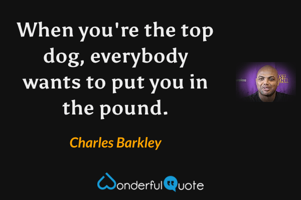 When you're the top dog, everybody wants to put you in the pound. - Charles Barkley quote.