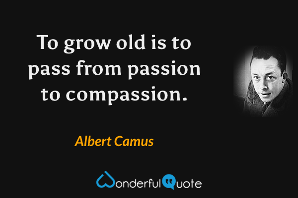 To grow old is to pass from passion to compassion. - Albert Camus quote.