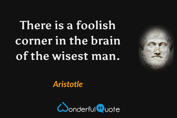 There is a foolish corner in the brain of the wisest man. - Aristotle quote.