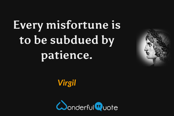 Every misfortune is to be subdued by patience. - Virgil quote.