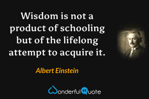Wisdom is not a product of schooling but of the lifelong attempt to acquire it. - Albert Einstein quote.