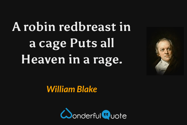 A robin redbreast in a cage
Puts all Heaven in a rage. - William Blake quote.
