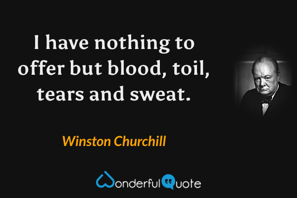 I have nothing to offer but blood, toil, tears and sweat. - Winston Churchill quote.