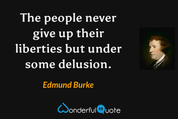 The people never give up their liberties but under some delusion. - Edmund Burke quote.