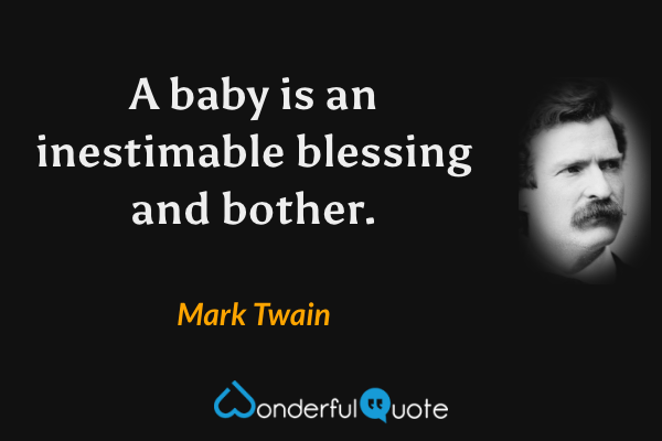 A baby is an inestimable blessing and bother. - Mark Twain quote.