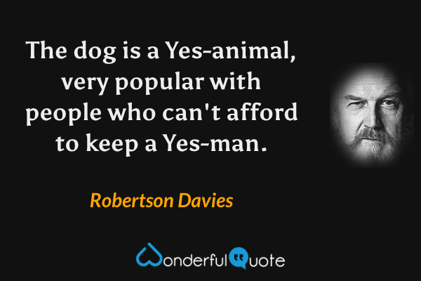 The dog is a Yes-animal, very popular with people who can't afford to keep a Yes-man. - Robertson Davies quote.