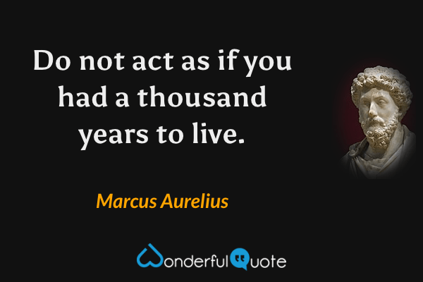 Do not act as if you had a thousand years to live. - Marcus Aurelius quote.