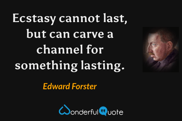 Ecstasy cannot last, but can carve a channel for something lasting. - Edward Forster quote.