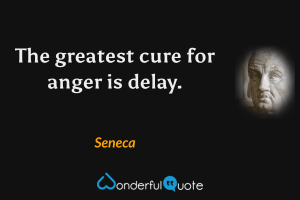 The greatest cure for anger is delay. - Seneca quote.