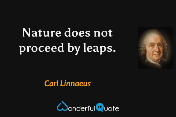 Nature does not proceed by leaps. - Carl Linnaeus quote.
