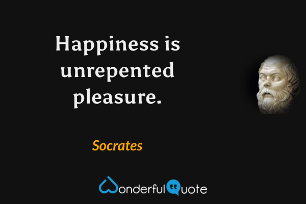 Happiness is unrepented pleasure. - Socrates quote.